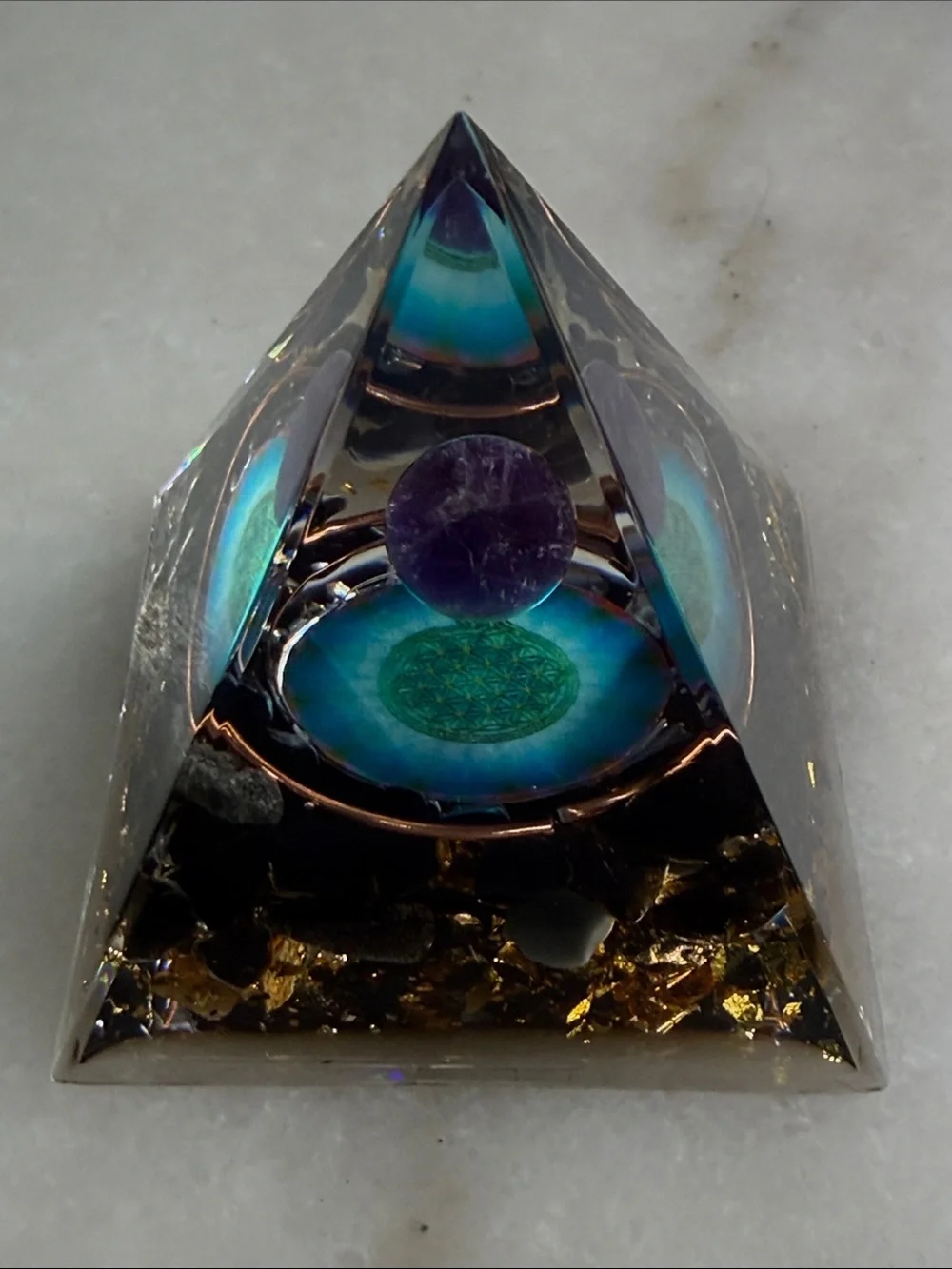 Amethyst Orgonite Pyramid Decorative Home Accent